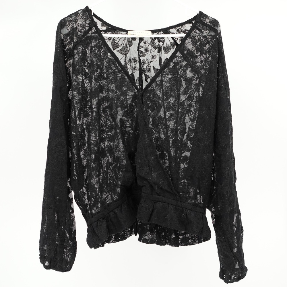 Lovestitch Lace Top SZ M Floral Sheer Whimsygoth Ethereal Gothcore Dark Romantic